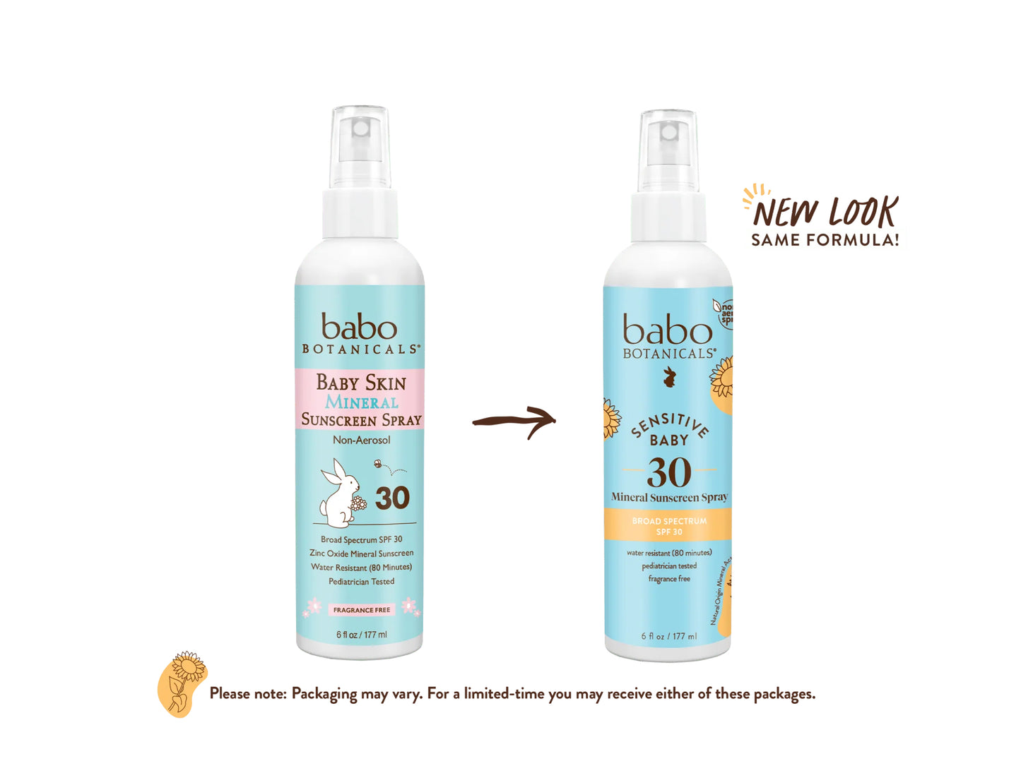 Sensitive Baby Mineral Sunscreen Spray SPF 30 | BABO BOTANICALS