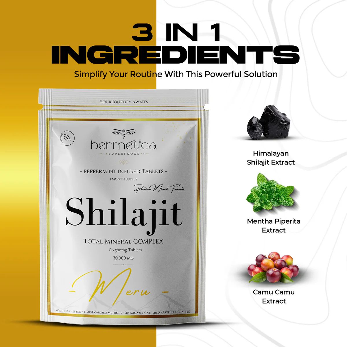 Shilajit Tablets - Meru | HERMETICA