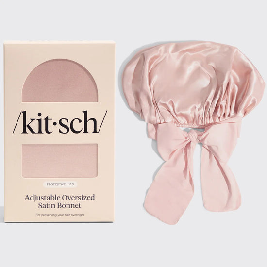 Adjustable Oversized Satin Bonnet- Blush | KITSCH