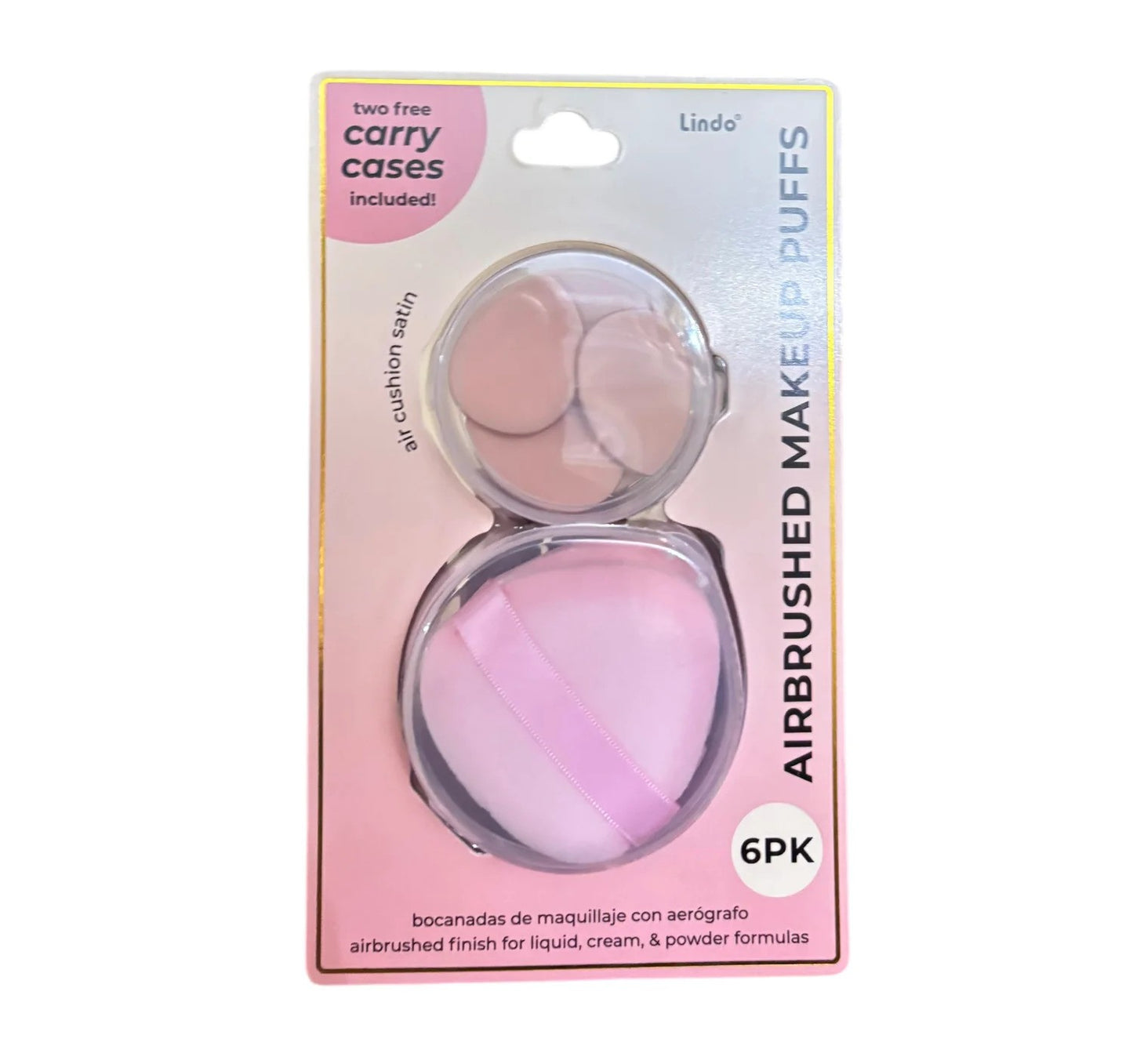 6PK Airbrushed Makeup Puffs (with 2 Carry Cases) | LINDO