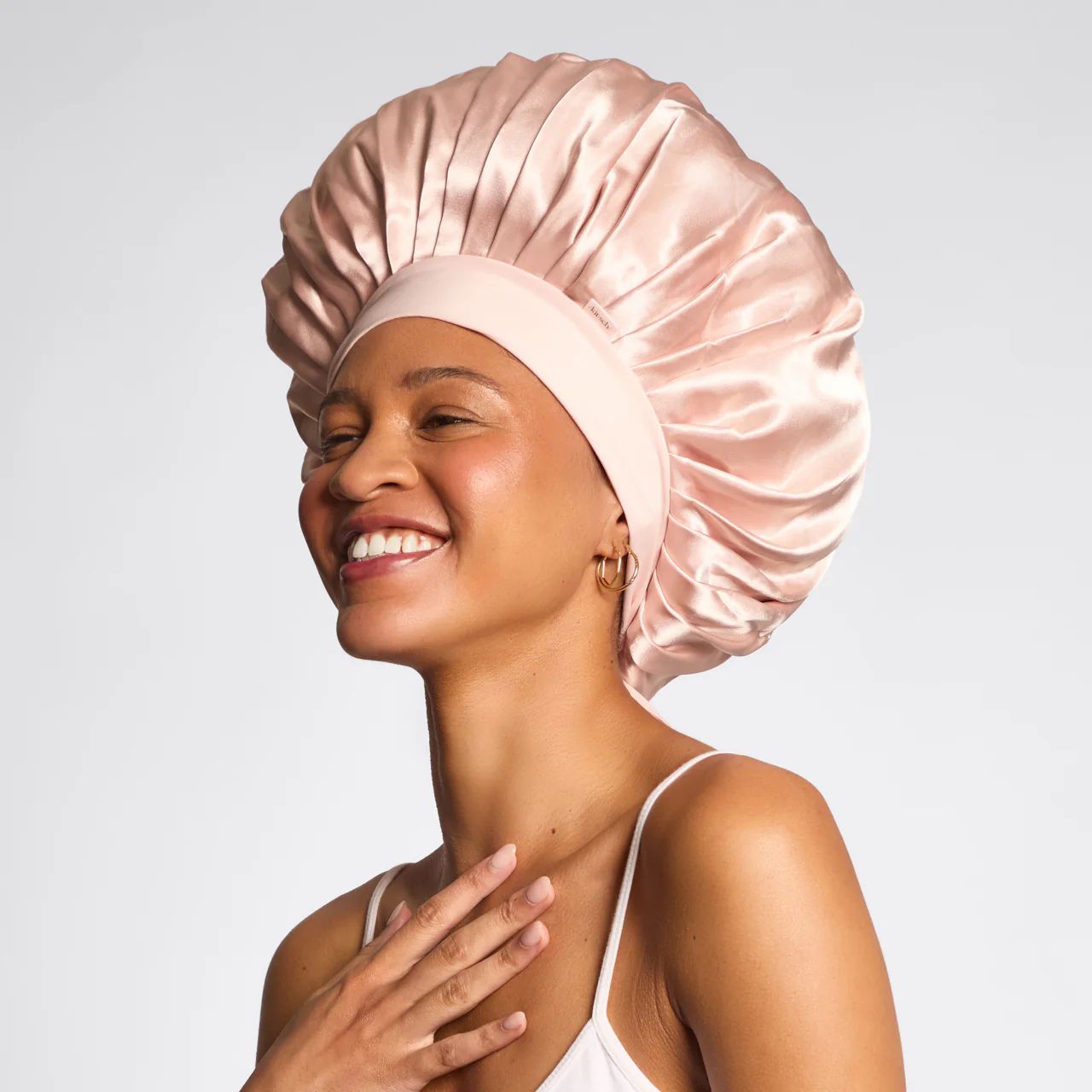 Adjustable Oversized Satin Bonnet- Blush | KITSCH
