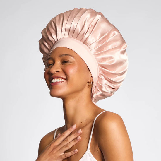 Adjustable Oversized Satin Bonnet- Blush | KITSCH