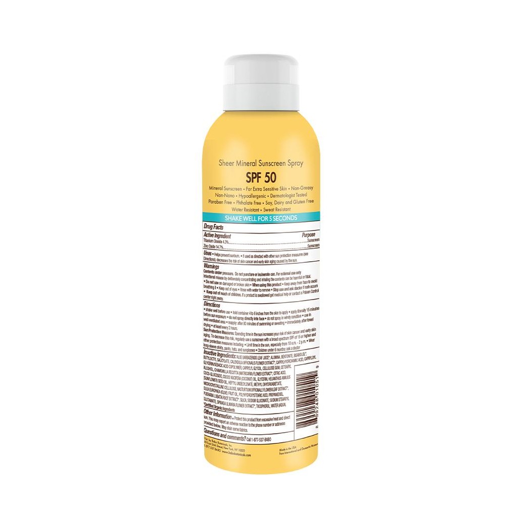 BABO BOTANICALS Sheer Mineral Sunscreen Spray SPF 50 ROOTS the