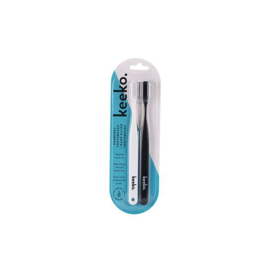 KEEKO Nano Silver & Charcoal Toothbrush Set
